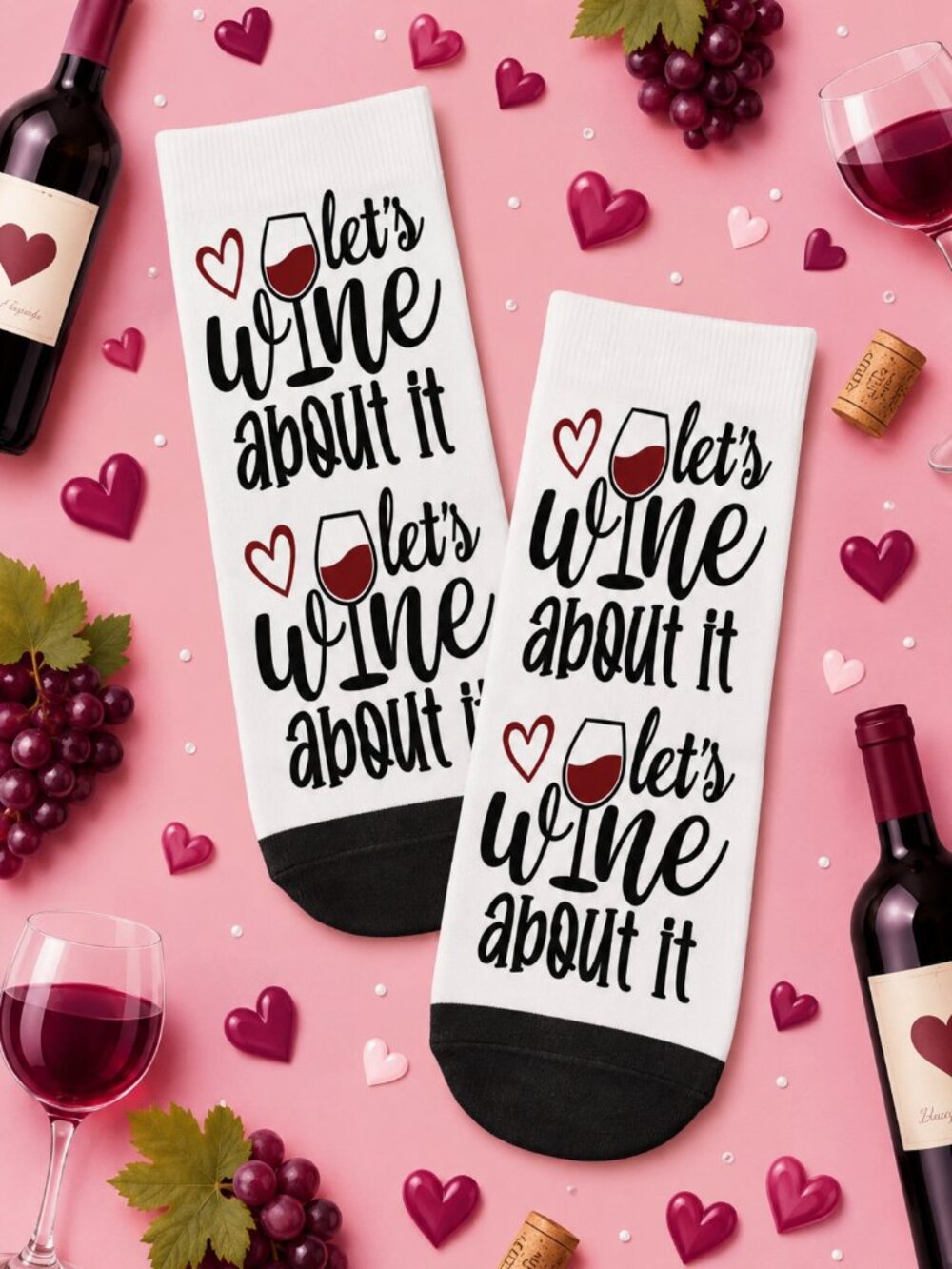 Adult Dress Ankle Socks Let's Wine About It